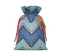 Bolsas de regalo reutilizables de mezclilla azul degradado para Navidad y festival, bolsas de embalaje de regalo, bolsas de tela elegante hechas a mano