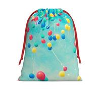 Bolsas de regalo reutilizables multiusos con estampado de cielo azul de globos coloridos, elegantes bolsas de regalo para mujeres, bolsas de regalo de Navidad