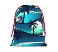 Bolsas de regalo reutilizables multiusos con estampado de olas de palmeras, elegantes bolsas de regalo para mujeres, bolsas de regalo de Navidad