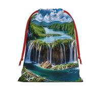Bolsas de regalo reutilizables multiusos con estampado de Parque Nacional de los Lagos de Plitvice, elegantes bolsas de regalo para mujeres, bolsas de regalo de Navidad