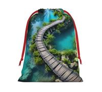 Bolsas de regalo reutilizables multiusos con estampado de Parque Nacional de los Lagos de Plitvice, elegantes bolsas de regalo para mujeres, bolsas de regalo de Navidad