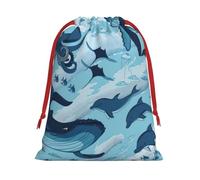 Bolsas de regalo reutilizables multiusos con estampado de peces y pulpos, elegantes bolsas de regalo para mujeres, bolsas de regalo de Navidad