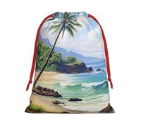 Bolsas de regalo reutilizables multiusos con estampado de playa hawaiana con palmeras, elegantes bolsas de regalo para mujeres, bolsas de regalo de Navidad