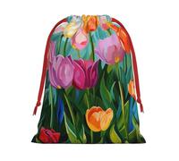 Bolsas de regalo reutilizables multiusos con estampado de tulipán, elegantes bolsas de regalo para mujeres, bolsas de regalo de Navidad