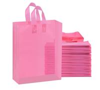 Bolsas de regalo rosas, bolsas grandes de plástico esmerilado con asas, bolsas de regalo para pequeñas empresas, Rosado, 10x5x13 in