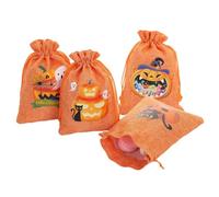 Bolsas de regalos de Halloween Drawstring - 4pcs Temas de Halloween Sacks de yute no tejidos | Tema de calabaza Ghost Candy Goodie Sacks Bag | Bolsas de truco o trato para la fiesta de carnaval