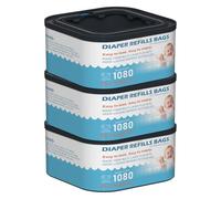 Bolsas de repuesto cuadradas jumbo compatibles con cubos compactos y seleccionados de Diaper Genie (no son compatibles con cubos de versión clásica), con capacidad para hasta 1080 pañales de tamaño