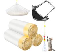 Bolsas de repuesto para cajones de residuos compatibles con Litter-Robot 3/4, 60 bolsas gruesas y resistentes para gatos con cordón de 10 a 12 galones de capacidad