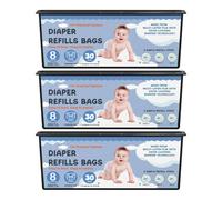 Bolsas de repuesto para cubos de pañales con 30 bolsas compatibles con los cubos de pañales Genie Easy Roll Signature y los cubos de pañales Platinum, duran hasta 8 meses, tecnología de barrera de