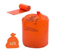 Bolsas de residuos clínicos de color naranja resistentes - 90L - 25 bolsas