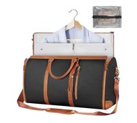 Bolsas de ropa para viajes, bolsa de fin de semana con bolsa para zapatos, bolsa de equipaje multifuncional, bolsa de ropa de viaje de moda para mujer, bolsa de viaje grande de piel sintética, Negro