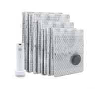 Bolsas de sellado al vacío con bomba eléctrica recargable, paquete de 6 bolsas de almacenamiento con doble cremallera y válvula triple para viajes, hogar, color blanco (6 piezas)