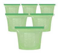 Bolsas de silicona reutilizables 6 x 1000 ml verde - Bolsas de congelación a prueba de fugas para almacenamiento de alimentos, estable, apto para lavavajillas, con marcas de taza, ML y FL Oz