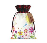 Bolsas de tela con cordón, diseño de mariposas, libélulas, flores, para guardería, regalo de boda, Navidad, envoltorio de regalo