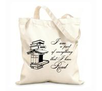 Bolsas de tela con impresión de alta definición Tela de 12 oz de grosor Citas sobre la lectura de libros Soy parte de todo lo que he leído Sala de lectura Biblioteca Reutilizable 35x40cm Grande