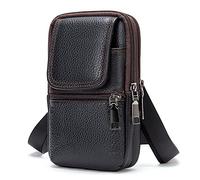 Bolsas de Telefono con Clip de Cinturón, Bolso de Hombro Cuero para Teléfono Celular Hombre, Funda con Clip para Cinturón Deporte Bolsos de Mano Celular Riñoneras Bandolera Viaje Bolsa con Mosquetón