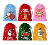 Bolsas de terciopelo con cordón para uso en fiestas navideñas con tela de felpa y cierre seguro para manzanas de caramelo, pequeños regalos y golosinas de temporada (C-13 x 18 cm)