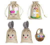 Bolsas de Terciopelo con Oreja para Pascua - Set de 2 Bolsas con Conejo - 20x62 cm - Tela de Yute con Diseño de Orejas - Reutilizables