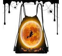 Bolsas de truco de oro Treat, bolsa de regalo de Halloween,Bolsas de regalo de Halloween con cordón de 13 x 16,9 pulgadas | Bolsas de caramelo de Halloween Gato sentado en una calabaza, regalos de