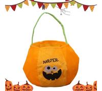 Bolsas de truco o trato de Halloween, cestas de calabaza con asas, cubo de dulces de Halloween | bordada de trucos o tratos, decoración de festivales para aventuras al aire libre, niños, familia