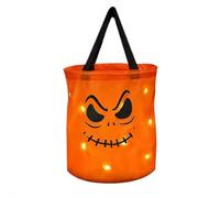 Bolsas de truco o trato de Halloween iluminadas para niños, cubo de caramelos de calabaza, cestas LED brillantes, bolsa de regalo reutilizable para suministros de fiesta, Orange, Style D, Halloween