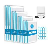 Bolsas de Vacío con Bomba Eléctrica, Vacuum Storage Bags, 12PC Bolsas Al Vacio Ropa, Resistente y Reutilizable, Ahorro de Espacio para Ropa de Cama, Mantas y Viajes(80x100cm/60x80cm/50x70cm/40x60cm)