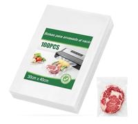 Bolsas de Vacío para Alimentos 100 Unidades 30x40 cm - Gofradas, Sin BPA, Compatibles con Todas las Máquinas de Vacío, para Conservación y Cocción Sous Vide