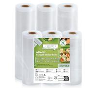 Bolsas de Vacío para Alimentos 20/28 × 500 cm, 6 Rollos Bolsas para Envasar al Vacío Profesionales para Selladora y Cocción Sous Vide, Rollos Envasadora al Vacio Sin BPA - 30 Metros