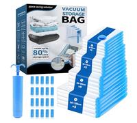 Bolsas de Vacío para Almacenamiento 20 Piezas Bolsas de Vacío para Ropa con Bomba Manual 5xExtragrande Grande Mediana Pequeña Bolsa al Vacio para Ropa de Cama Edredones Almohadas Mantas