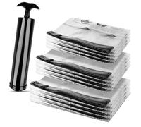 Bolsas de Vacio para Ropa, 12 Piezas Bolsas de Almacenaje al Vacio con Bomba Manuales (4L + 4M + 4S), Vacuum Storage Bags Reutilizable para Ropa y Edredones