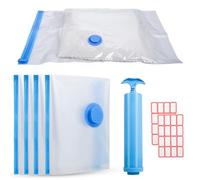 Bolsas de Vacío para Ropa Viaje, 4 Unidades 40×60 cm Bolsas Almacenaje Ropa con 2 Etiquetas Autoadhesivas, Ligeras, Plegables, Flexibles y Resistentes, Sacos Vacuo para Equipaje.