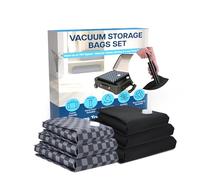 Bolsas de Vacío para Ropa & Viajes de MMOBIEL - Robustas Fundas de Almacenamiento al Vacío Ahorra Espacio - Bolsas de Compresión Reutilizables - Paquete de 6 (S/M/L) Incl. Bomba Manual - Negro/Gris