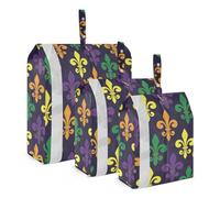 Bolsas de viaje apilables para ahorrar espacio, 3 unidades, bolsas de almacenamiento de ropa, organizadores de equipaje, Mardi Gra con lirio francés