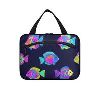 Bolsas de viaje colgantes de color neón tropical para mujer, artículos de aseo con gancho, neceser portátil de diseño para cruceros, viajes, camping, bolsos para hombre, talla L