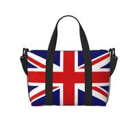 Bolsas de viaje con bandera del Reino Unido, para fin de semana, para mujer, bolsa deportiva para gimnasio, bolsa de lona para entrenamiento, durante la noche, Black, Talla única