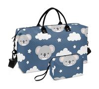 Bolsas de viaje con bonito estampado de koala, diseño de buenas noches, color azul y gris, bolsa de mano con bolsa de aseo para gimnasio, deportes, senderismo, yoga, plegable, Bonito patrón koala Good