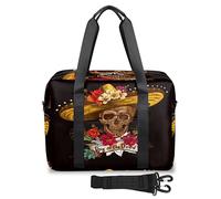 Bolsas de viaje con diseño de calavera para mujeres y hombres, diseño de calavera de flores, día de los muertos, bolsa de noche de fin de semana, bolsa grande de 32 L, bolsa de mano para viajes,