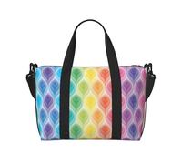 Bolsas de viaje con diseño de hojas degradadas de colores arcoíris, para fin de semana, para mujer, bolsa de gimnasio deportiva, bolsa de lona para entrenamiento, durante la noche, Black, Talla única