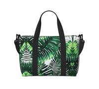 Bolsas de viaje con hojas de plátano y palmera tropical, bolsa de viaje para mujer, bolsa deportiva para gimnasio, bolsa de lona para entrenamiento, durante la noche, Black, Talla única