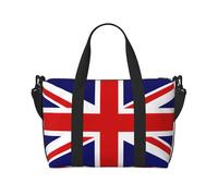 Bolsas de viaje con la bandera del Reino Unido, para fin de semana, para mujer, bolsa deportiva de gimnasio, bolsa de lona para entrenamiento, durante la noche, Black, Talla única