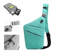 Bolsas de viaje cruzadas para mujer, a prueba de robos, seguros y delgados, bolsa de hombro flexible personal para hombres y mujeres, Verde, Left Shoulder