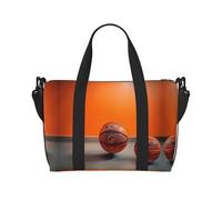 Bolsas de viaje de baloncesto, color naranja, para fin de semana, para mujer, bolsa de gimnasio deportiva, bolsa de lona para entrenamiento, durante la noche, Black, Talla única