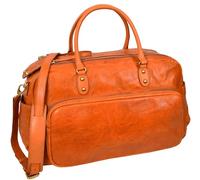 Bolsas de viaje de cuero de primera calidad, curtido vegetal, para fin de semana, casual, diseño elegante Zoom, Orange, L, Bolsa de viaje