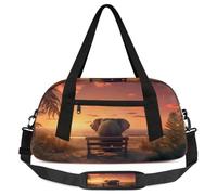 Bolsas de viaje de gran capacidad, diseño de elefante africano, bolsa de gimnasio, bolsa de noche para mujeres y hombres, artículos esenciales de viaje, Sunset African Elephant, talla única, Equipaje