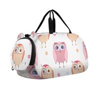 Bolsas de viaje de Halloween con diseño de calabazas rosas para niñas, bolsas de noche para niños pequeños, bolsa de deporte y baile, Cute Animals - Búho rosa pastel, Classic