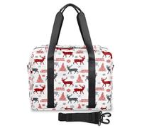 Bolsas de viaje de Navidad con diseño de árbol de ciervo y copos de nieve para mujeres, hombres, niñas y niños, bolsa de viaje de fin de semana, bolsa grande de 32 L para viajes, deportes, gimnasio,