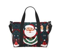 Bolsas de viaje de Papá Noel con texto en inglés "Merry Christmas", para fin de semana, para mujer, bolsa de gimnasio deportiva, bolsa de lona para entrenamiento, durante la noche, Black, Talla única