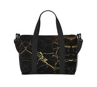 Bolsas de viaje de papel tapiz dorado y negro, para mujer, bolsa de gimnasio deportiva, bolsa de lona de entrenamiento, durante la noche, Black, Talla única