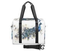 Bolsas de viaje de pavo real con diseño de flores y animales para mujeres, hombres, niñas y niños, bolsa de fin de semana, bolsa de viaje grande de 32 L, bolsa de mano para viajes, deportes, gimnasio,