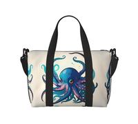 Bolsas de viaje de pulpo azul y morado, para mujer, bolsa de gimnasio deportiva, bolsa de lona para entrenamiento, durante la noche, Black, Talla única